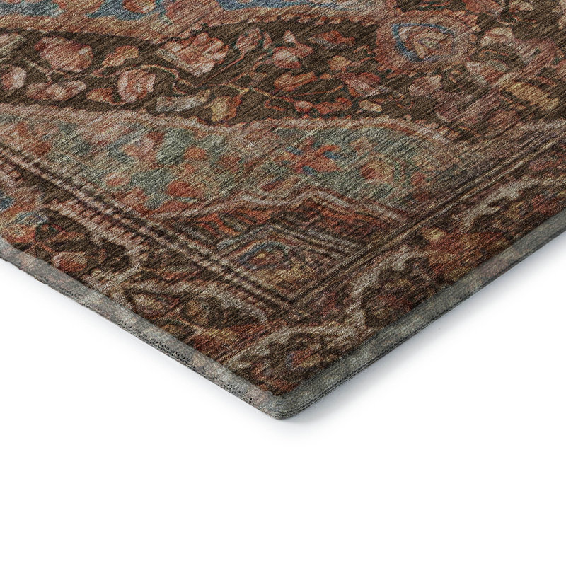 Premium Machine Washable Lucchesi AMF1761 Border Rug, Round 8'