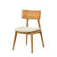 Ensemble de salle à manger décontracté 7 pièces, table rectangulaire et 6 chaises rembourrées en tissu beige, finition chêne naturel, 6 places, décor intérieur côtier contemporain