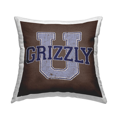Grizzly U College University Outdoor Printed Pillow by Spirit Animals/Life Is High
