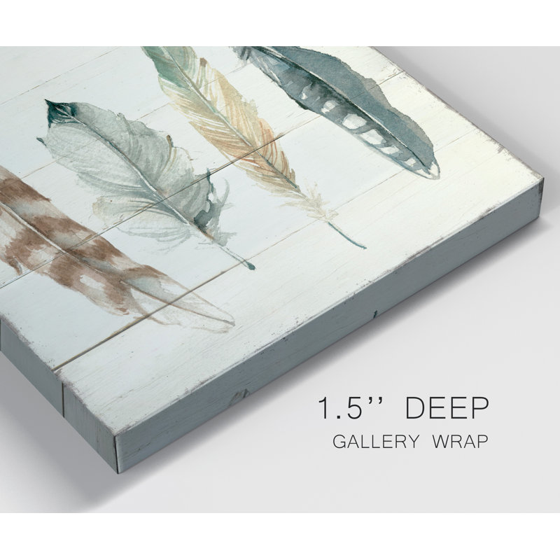 Shiplap Feathers I - Impression sur toile tendue, H 24 po x l 24 po x P 1 po