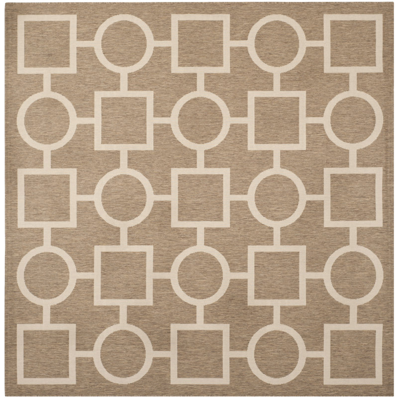 Arneshia Geometric Brown/Tan Area Rug, Square 7'1"