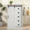 Armoire de rangement 5 tiroirs avec porte de grange coulissante et tablettes réglables