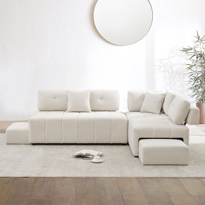 Canapé modulaire 3 pièces Llanas, Chenille beige
