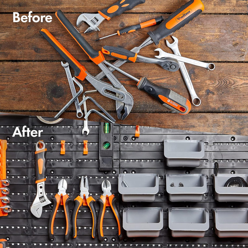 44 Piece Wall Mounted Pegboard Hook, Storage Bins and Panel Set