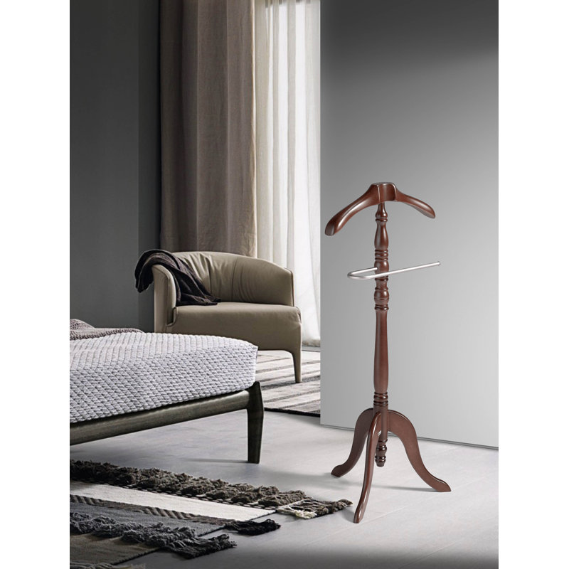 Grillo Solid Wood Freestanding Valet Stand, White