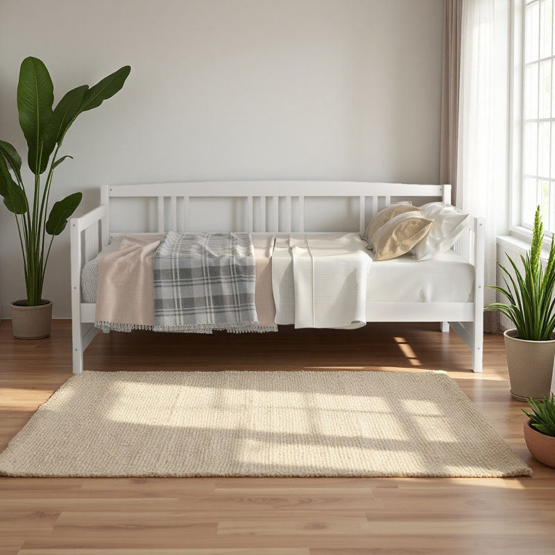 Modern Solid Wood Daybed, Multifunctional, Twin Size, Twin, White