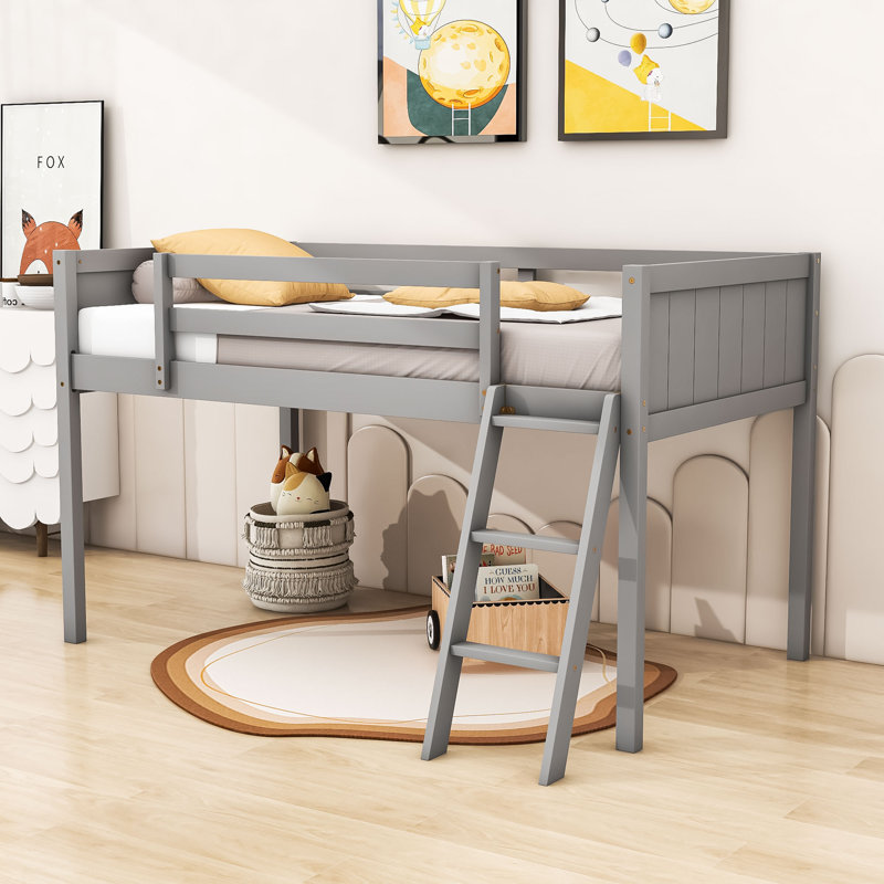 Jamicka Twin Panel Loft Bed by Harriet Bee, Gray