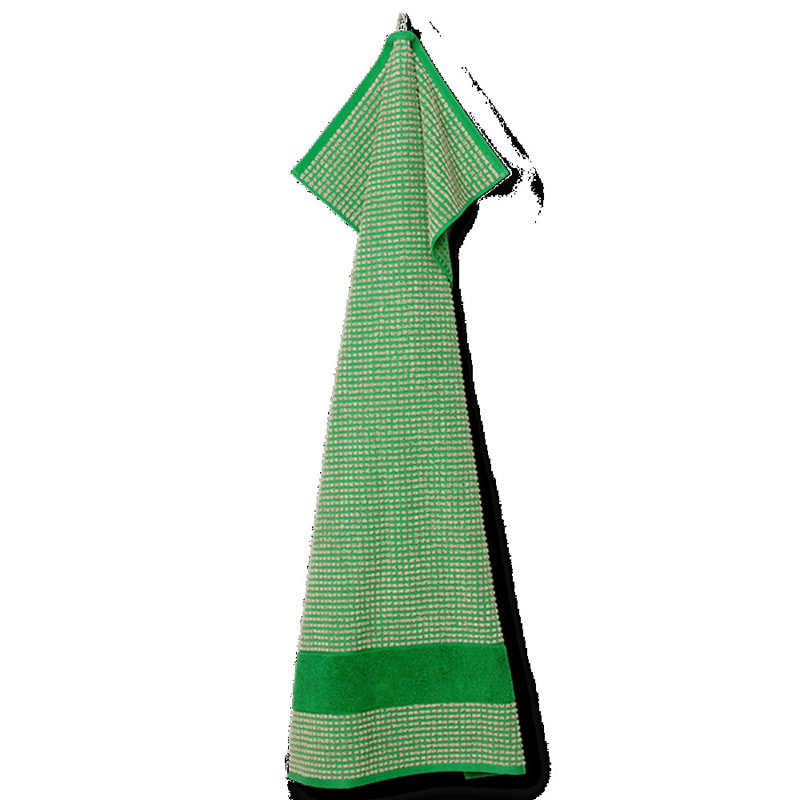 Razaria Organic 100% Cotton Midweight Bath Sheet, Green/Sand