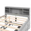 Lit plateforme pleine grandeur gris avec tête de lit, lit gigogne simple et 3 tiroirs - espace et construction avec rangement pour la tête de lit-1403848994