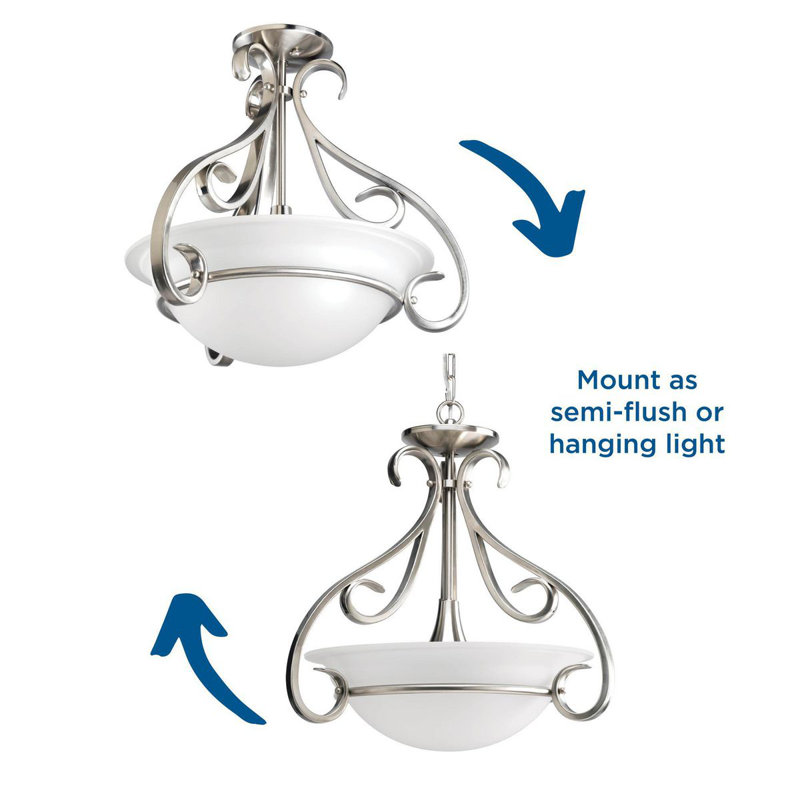 Brushed Nickel 3-Light Pendant with Etched Glass Bowl