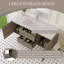 Meuble-lavabo suspendu avec lavabo, meuble de rangement mural moderne avec lavabo en surface solide et tiroirs à fermeture douce, entièrement assemblé, gris cendré
