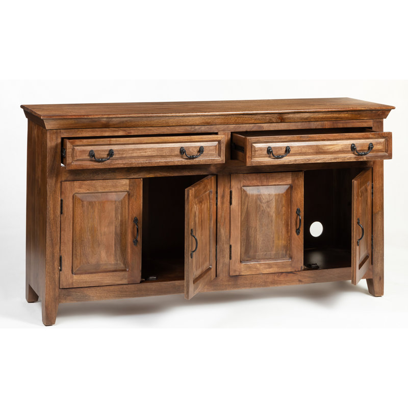 Buffet en bois de manguier massif 69 po Jamya - Finition noyer clair, Noyer clair