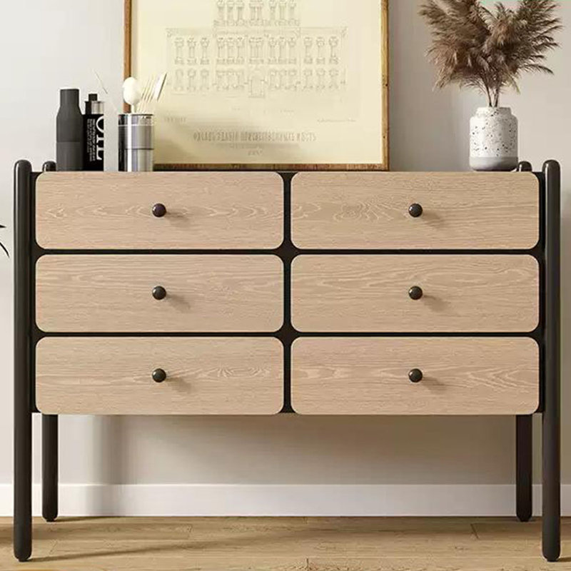 Armoire de rangement créative en bois massif, Noir/naturel