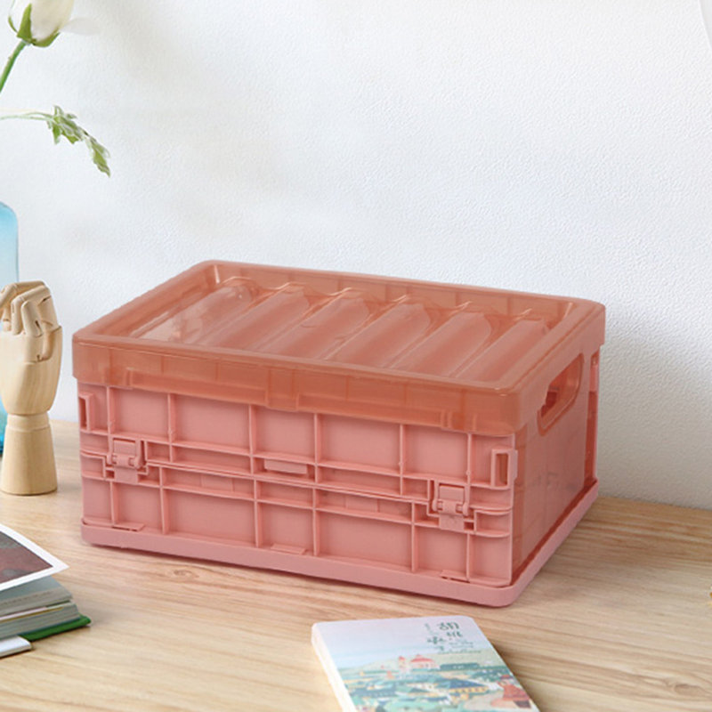 Boîte de rangement pliable en plastique, Rose