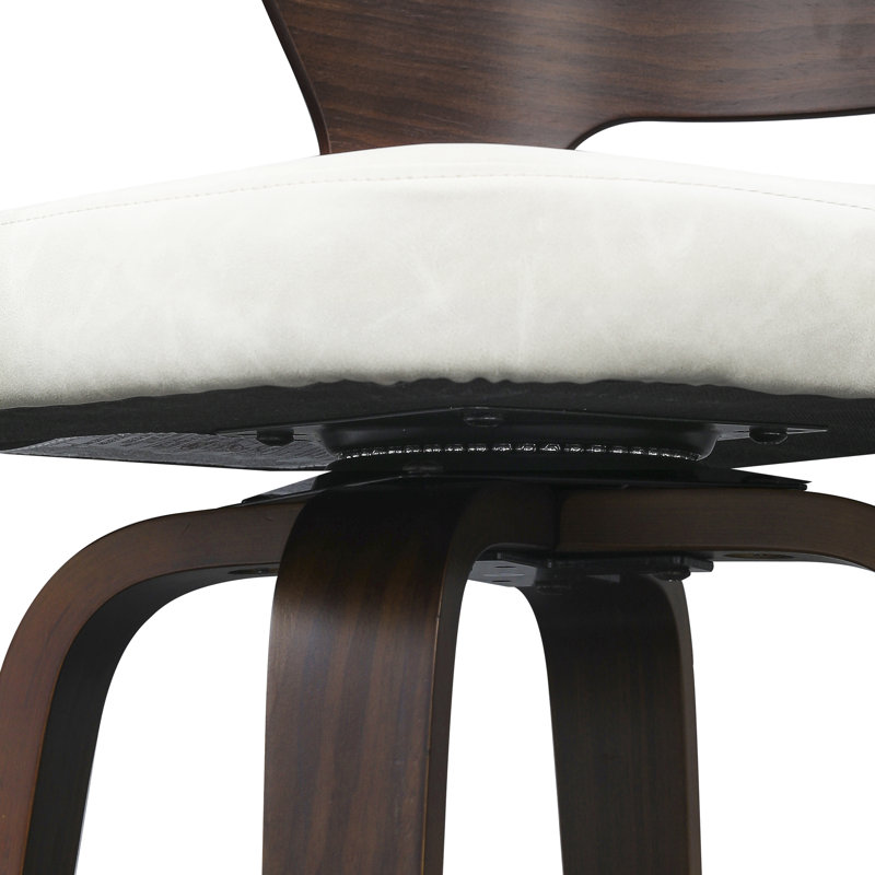 Tabouret de comptoir pivotant rembourré avec structure en bois manufacturé Deshunda, Beige clair / gris / noir