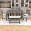 Ensemble de table de salle à manger 6 pièces avec table, chaises rembourrées et banc-1840787757