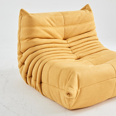 Yellow Fabric Ergonomic Design Bean Bag Chairs, Armless Floor Sofa, Single Lounge Chair For Living And Office