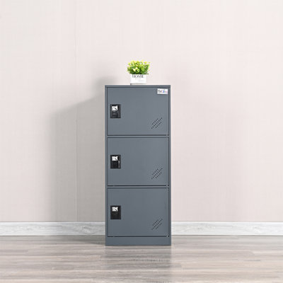 3 door Gray small locker with lock latch