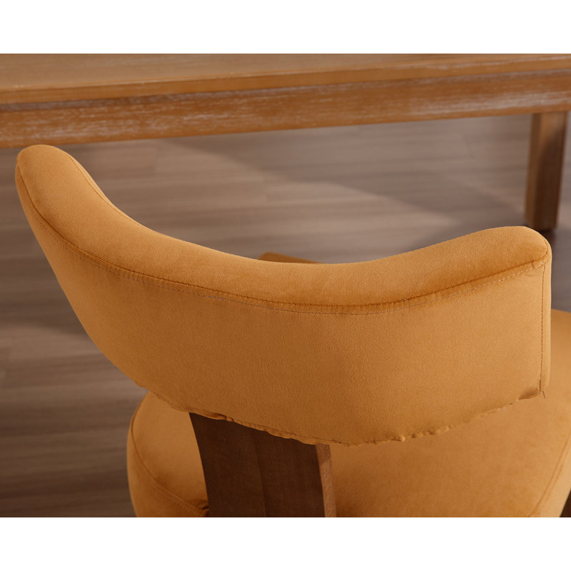 Mid Century Upholstered Dining Chairs Side Chairs Farmhouse Dining Chair with Wood Legs, Velvet Brown/Brown