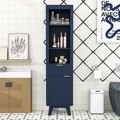 Modern Freestanding Bathroom Storage Cabinet with Drawer, Adjustable Shelf and Anti-Tipping Design
