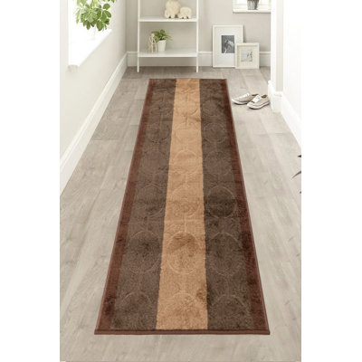 Tapis à motif géométrique sur mesure à dossier moyen en latex antidérapant à motif de cercles de couleur beige brun