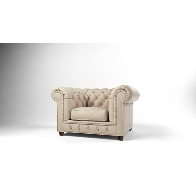 Upholstered Chesterfield Chair, Beige