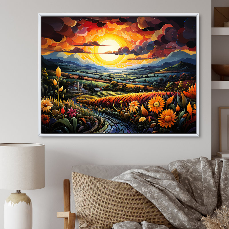 «Whimsical Magical Fields» sur impression sur toile, H 16 po x l 32 po x P 1 po, Cadre flottant blanc