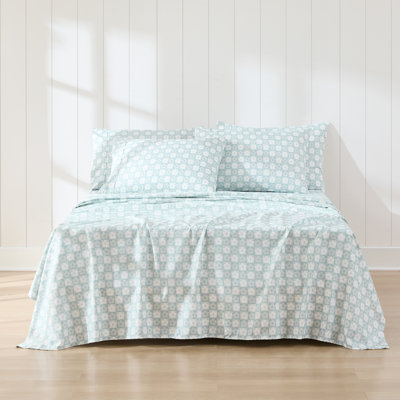 Daisy Checkered Aqua Sheet Set