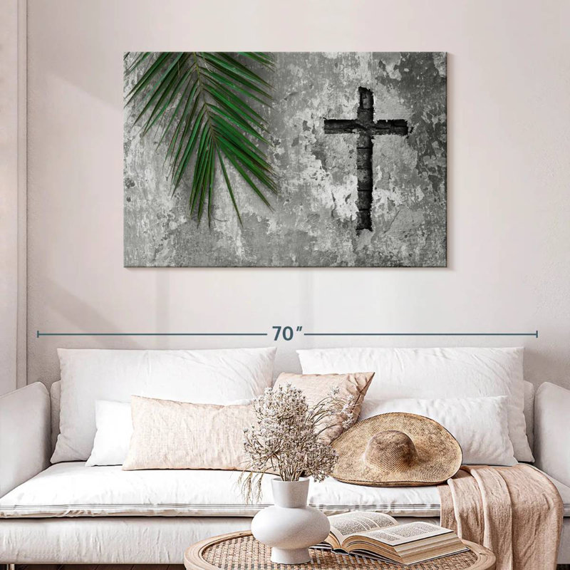 Adella Grunge Cross, 30" H x 45" W