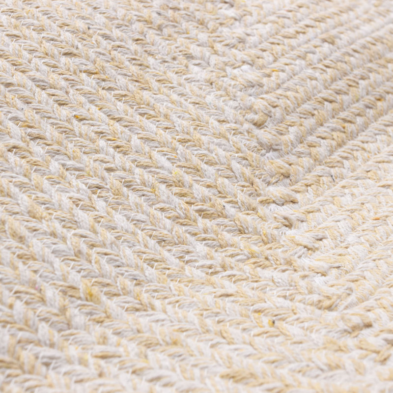 Etherton Farmhouse Hand Braided Cotton Yellow / Ivory Area Rug, Rectangle 2' x 3'