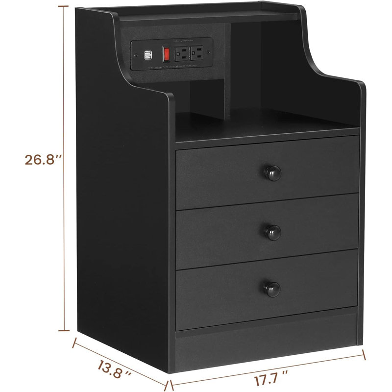 Night Stands For Bedrooms Set Of 2, Black