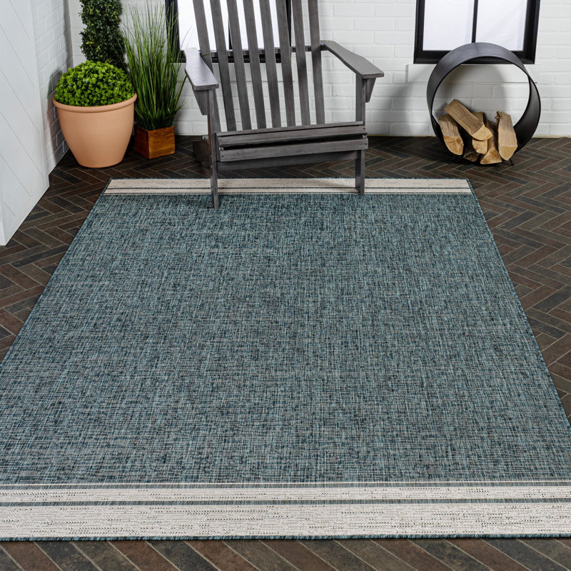 Tapis intérieur / extérieur turquoise / crème Alda, Rectangle 4pi x 6 pi