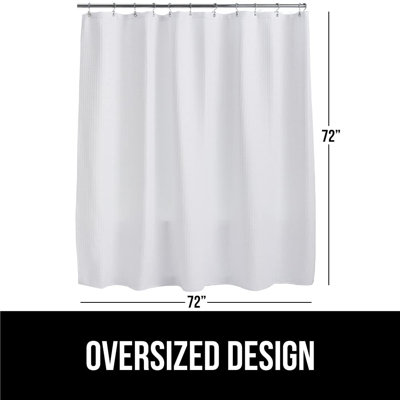 Waffle Shower Curtain, Thick Weighted Fabric, Wrinkle And Rust Resistant, Classic Hotel Quality Design, Heavy Duty Long Curtains, Machine Wash, 72X72 White