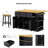 53inch Black Large Kitchen Island with 2 Bar Stools, Power Outlet & Storage - Rolling Cart with Drop Leaf, 5 Side Racks & 3 Drawers (3 Packages)-1483531485