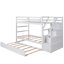 Lit superposé Twintwin avec 3 escaliers de rangement et lit gigogne en blanc-259455438