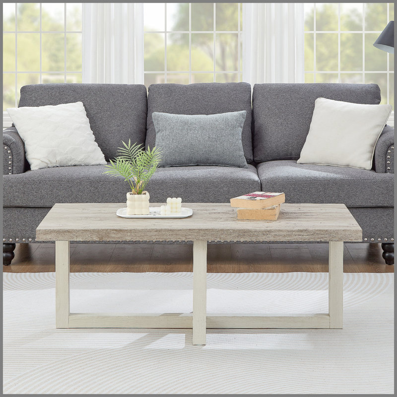 Table basse Luno, gris vieilli et beige, Weathered Gray;Beige