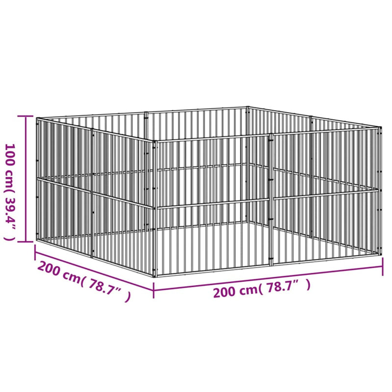 Turnersville 100cm H Galvanised Steel Exercise Pen, 100cm H x 200cm W x 200cm D