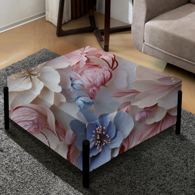Romantic Blossoms Floral Pattern - Floral Large Square Ottoman