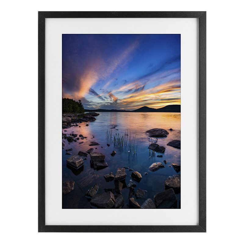 «Sunrise on Piseco Lake», reproduction d'art sous verre encadrée, conception par Jonathan Zaartek, H 23 po x l 17 po