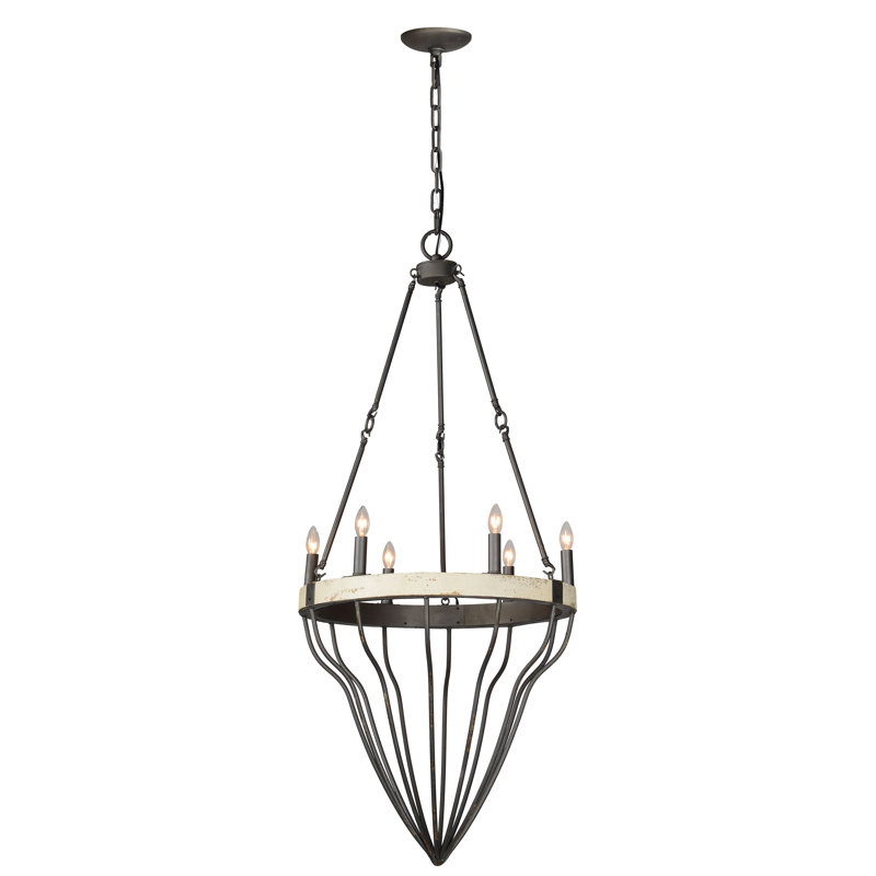 Lustre empire de style bougie à 6 lumières avec détails en fer forgé Ramsell