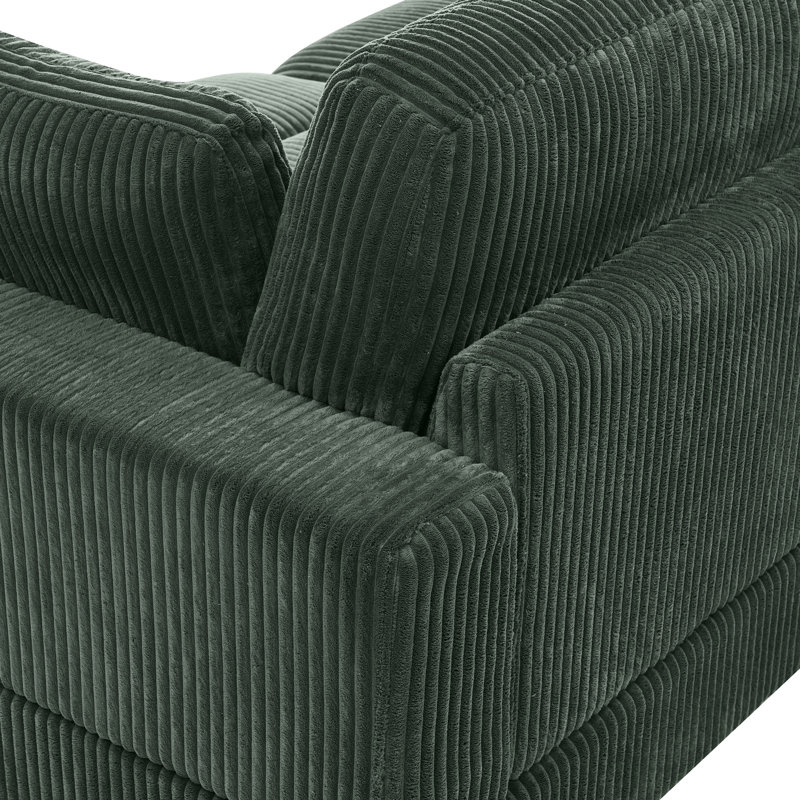 Grand méridienne, velours côtelé foncé, 2 places, deux coussins décoratifs, largeur 114 cm, poids 82 kg, montage facile - assise en velours côtelé avec espace, installation simple