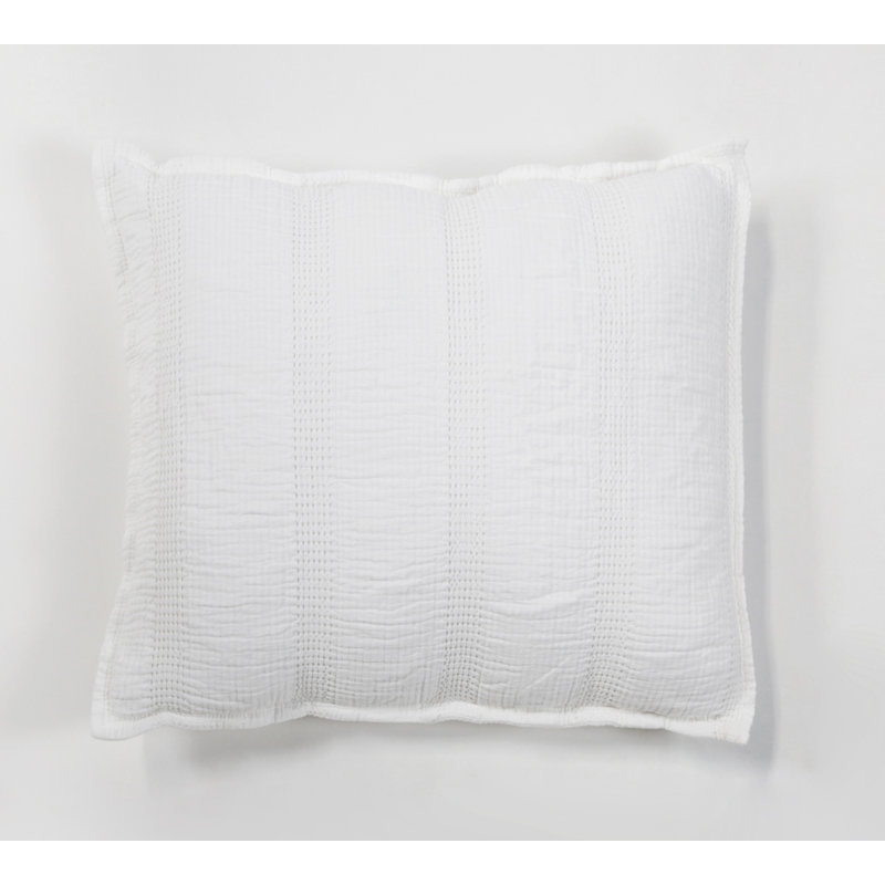 Nantucket Gray/White/Midnight Cotton Piece Euro Sham, White, Euro