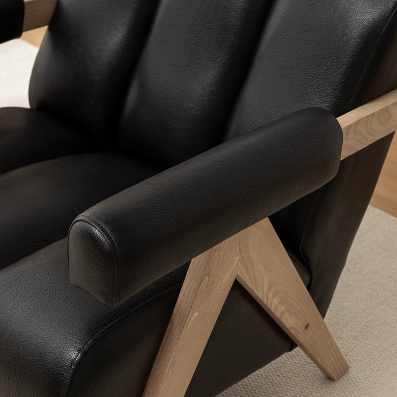 Fauteuil Bula, Similicuir noir