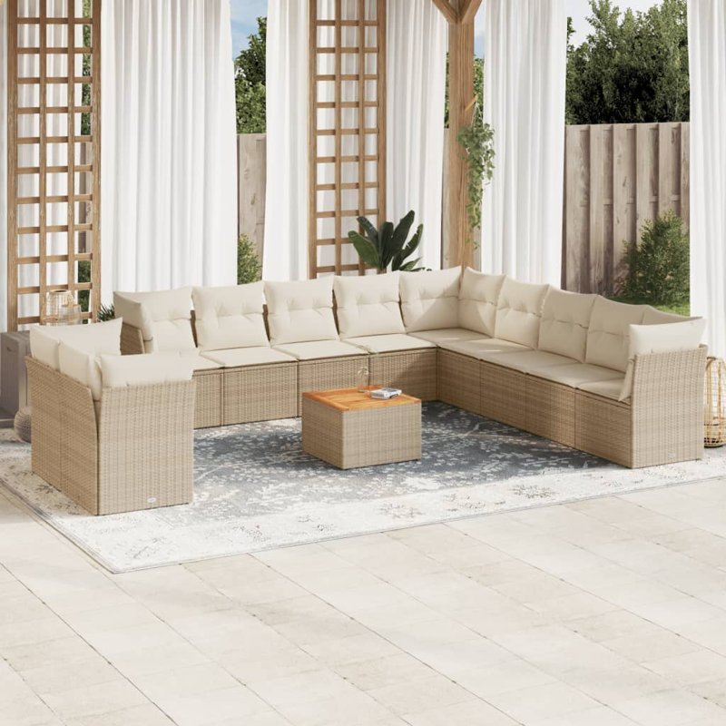 Ensemble de canapé de jardin Vidaxl beige, brun, blanc crème