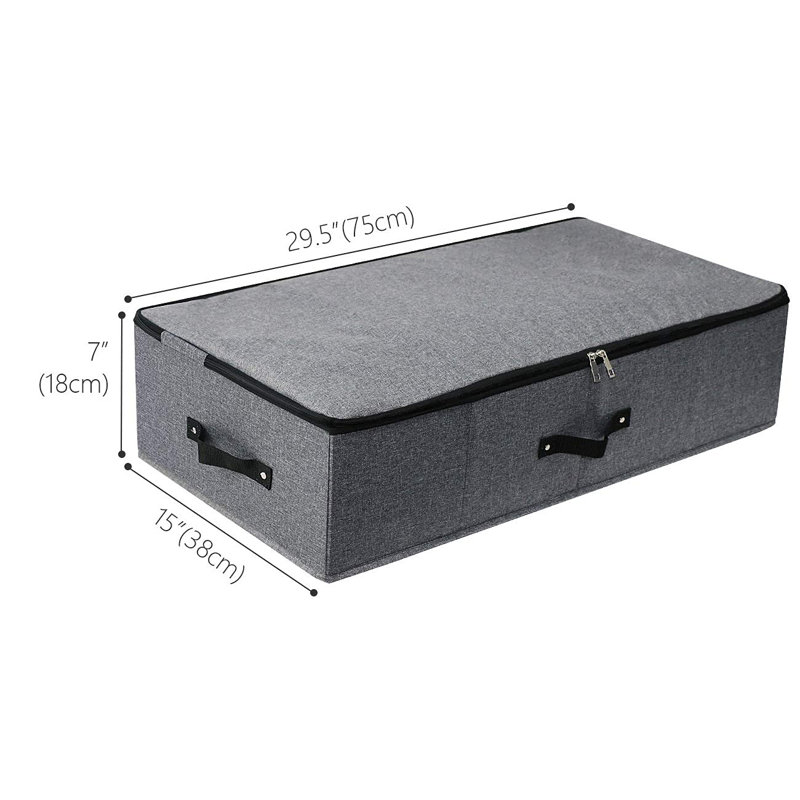 Contenant de panier de rangement pliable sous le lit [paquet de 2] avec tissu durable pour vêtements, chaussures, jouets, couverture, bacs de rangement, noir et gris