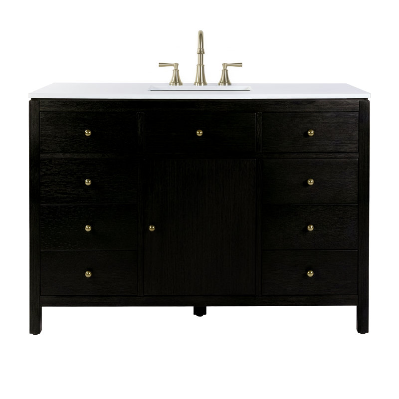 Nora 48 in. W Quartz Single Sink Bathroom Vanity Set, Coffee Brown
