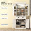 Armoire de cuisine de style nordique avec lumières DEL, 6 tablettes de porte, un tiroir et 4 tablettes réglables, pour votre maison-1234825493