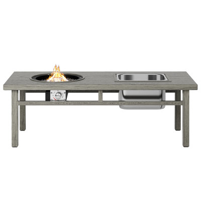 Eridano 3-in-1 Coffee Table with Ice Bucket and Fire Pit Coffee Table Modern Coffee Table