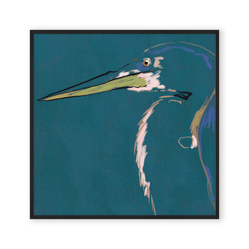 Nature Inspired Blue Heron Portrait, 36" H x 36" W, Black, Framed Print