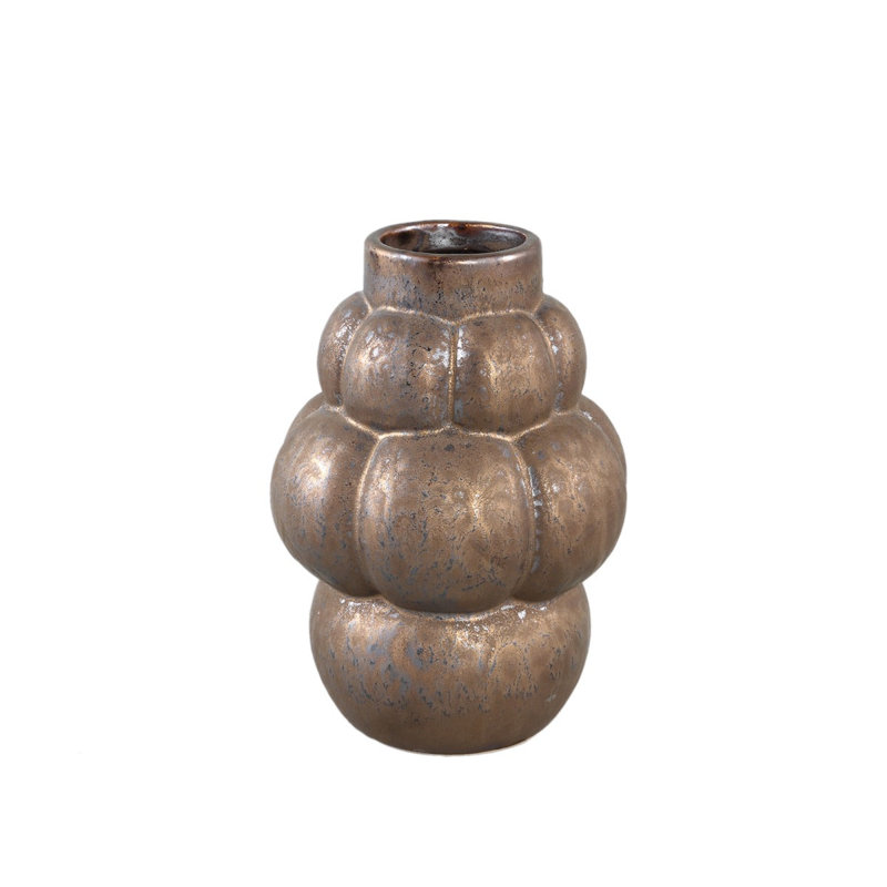 Peasely Ceramics Table Vase, Bronze, 22cm H x 26cm W x 16cm D